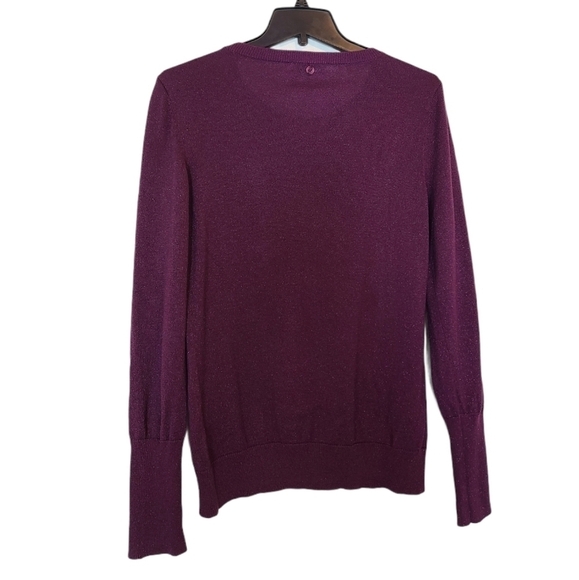 Calvin Klein Purple Glitter Crew Neck Sweater Medium Y2K Soft Knit Preowned - Picture 7 of 8